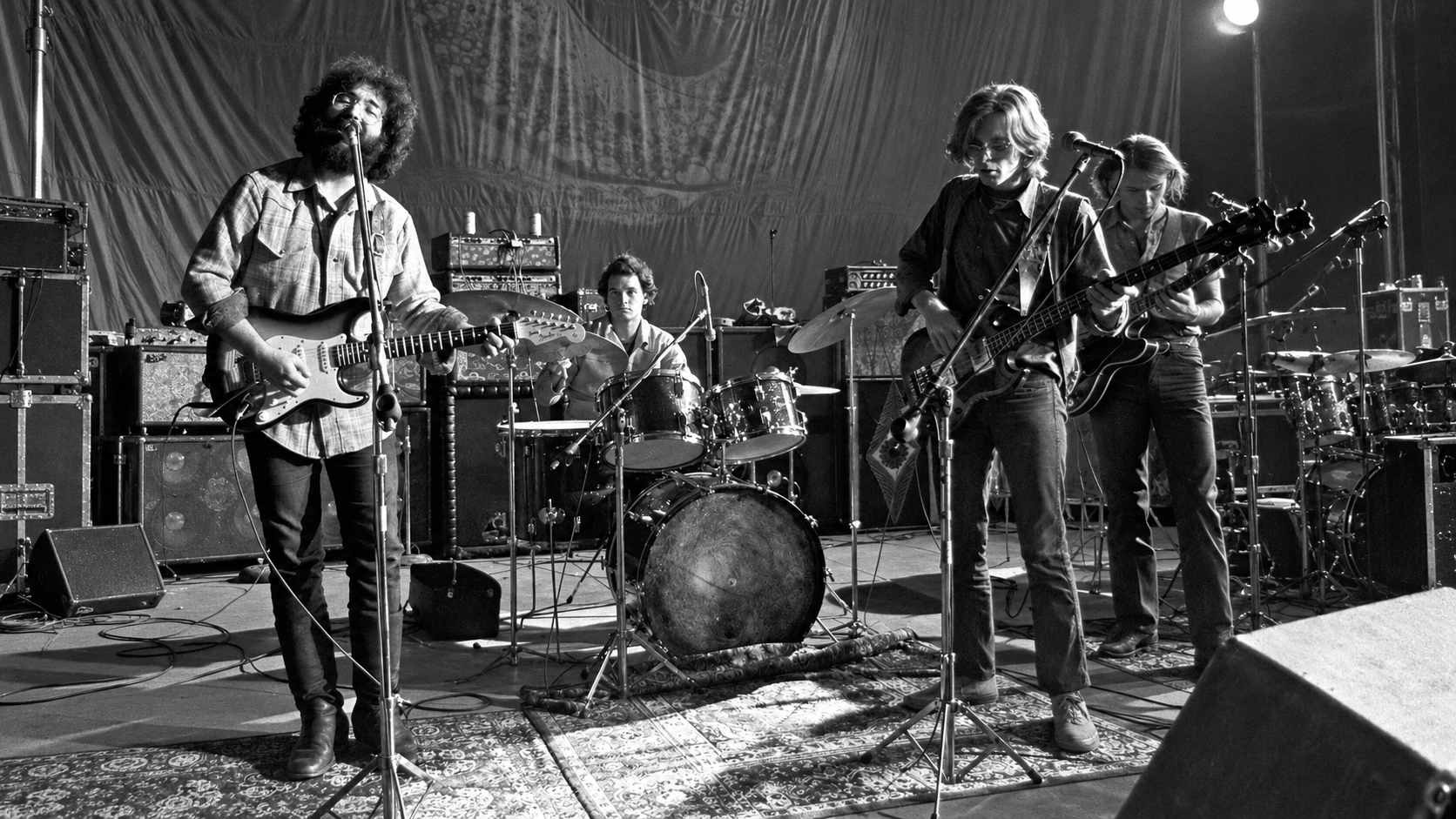 Grateful Dead On Stage, With Billy At The Drums In The Center